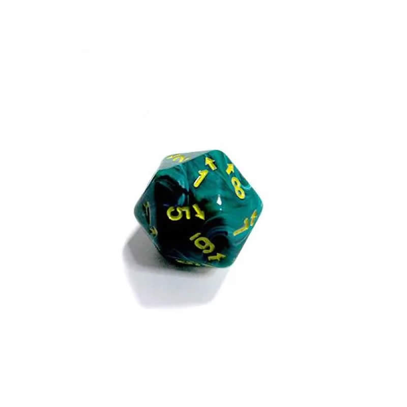 CHXXVUD25 Malachite Vortex Countup and Down Die with Yellow Numbers D20 25mm (1in) Pack of 1 (ONLINE ORDER ONLY)