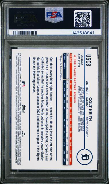 Graded 2024 Topps Chrome Update Colt Keith #USC8 Gold Raywave #/50 Rookie RC Baseball Card PSA 10 Gem Mint