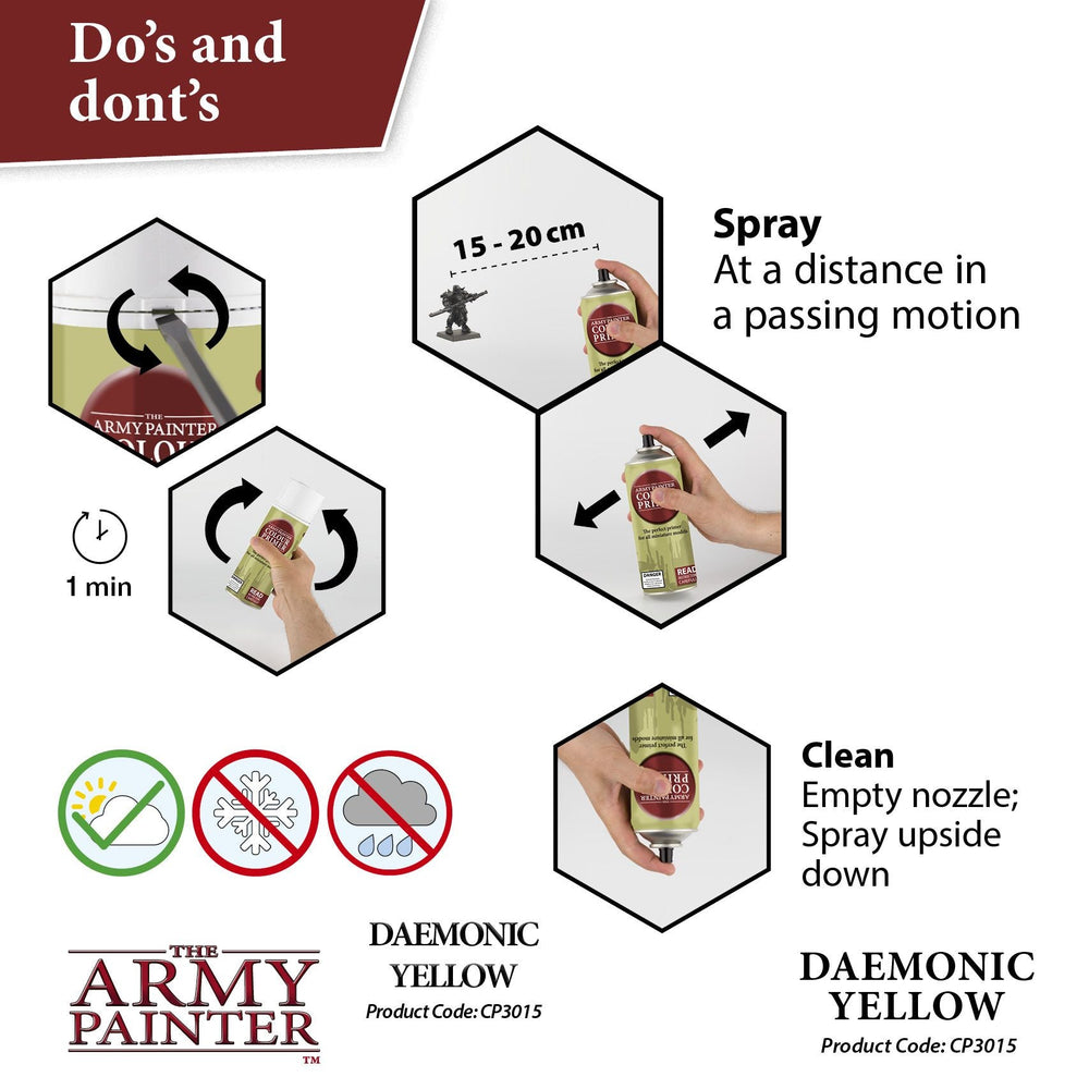 Army Painter Colour Primer: Daemonic Yellow (ONLINE ORDER ONLY)
