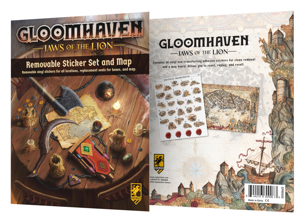 Gloomhaven: Jaws of the Lion - Removable Sticker Set & Map (ONLINE ORDER ONLY)