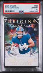 Graded 2025 Panini Origins Cam Skattebo #123 Rookie RC Football Card PSA 10 Gem Mint (ONLINE ORDER ONLY)