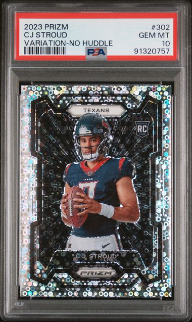 Graded 2023 Panini Prizm CJ Stroud #302 Variation No Huddle Rookie RC Football Card PSA 10 Gem Mint (ONLINE ORDER ONLY)