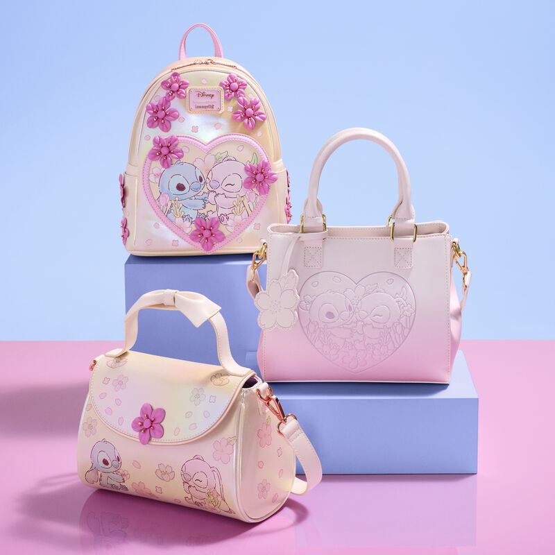Loungefly Stitch & Angel Cherry Blossom Heart Crossbody Bag (Online Order Only)
