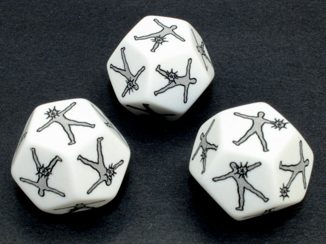 Hit Location Large d12 Opaque White custom engraved with body parts (Custom engraved) [by piece] (Online Only)