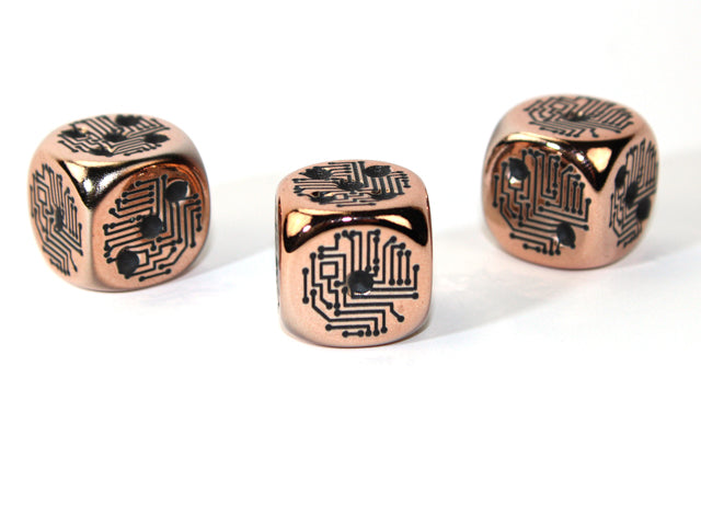 Copper Metal-Plated Over Plastic d6 Circuit Design 16mm Pipped (Price is Per Die) (Online Only)