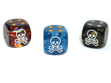 Skull & Crossbones d6 Pipped Dice 16mm | Custom Pirate Dice of Random Color (sold per piece) (Online Only)