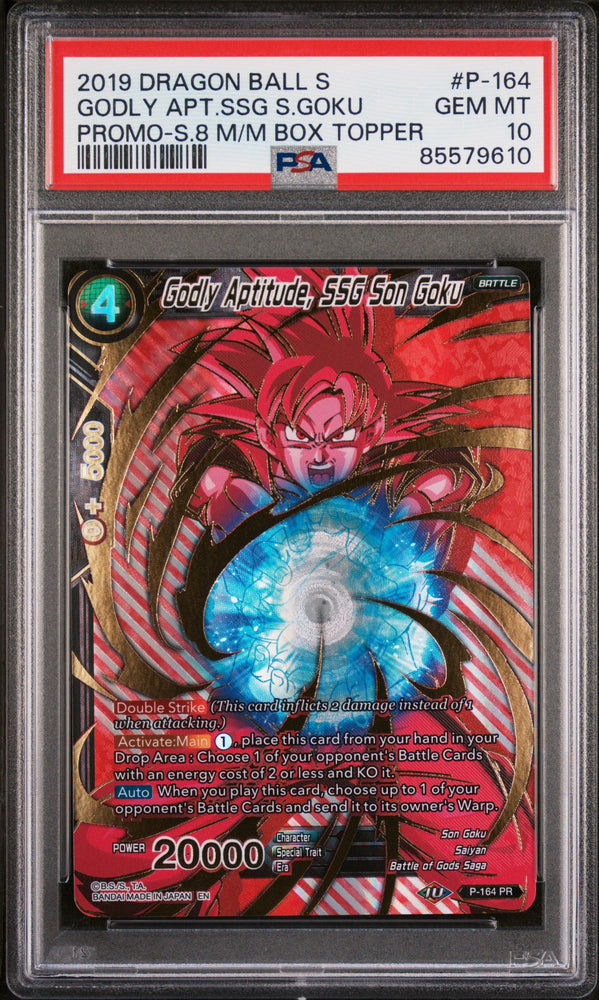 2019 DRAGON BALL SUPER MALICIOUS MACHINATIONS GODLY APTD, SSG GOKU #P-164 PSA 10 (Online Order Only)