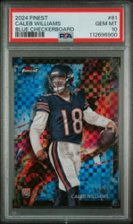 Graded 2024 Topps Finest Caleb Williams #61 /99 Blue Checkerboard Rookie RC Football Card PSA 10 Gem Mint