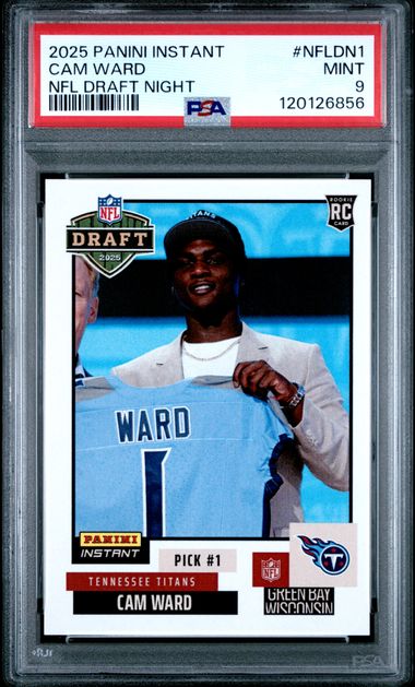 Graded 2025 Panini Instant Cam Ward #NFLDN1 NFL Draft Night Rookie RC Football Card PSA 9 Mint (ONLINE ORDER ONLY)