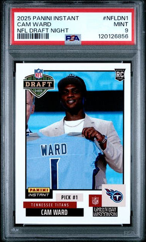 Graded 2025 Panini Instant Cam Ward #NFLDN1 NFL Draft Night Rookie RC Football Card PSA 9 Mint (ONLINE ORDER ONLY)