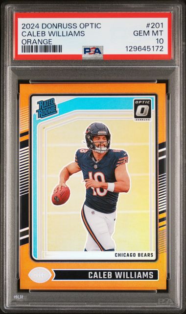 Graded 2024 Panini Donruss Optic Caleb Williams #201 /249 Orange Rookie RC Football Card PSA 10 Gem Mint (ONLINE ORDER ONLY)