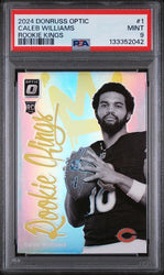 Graded 2024 Panini Donruss Optic Caleb Williams #1 Rookie Kings Rookie RC Football Card PSA 9 Mint (ONLINE ORDER ONLY)