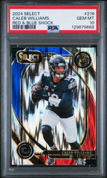Graded 2024 Panini Select Caleb Williams #216 Red & Blue Shock Rookie RC Football Card PSA 10 Gem Mint (ONLINE ORDER ONLY)