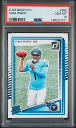 Graded 2025 Panini Donruss Cam Ward #350 Rookie RC Football Card PSA 10 Gem Mint
