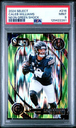 Graded 2024 Panini Select Caleb Williams #216 /499 Neon Green Shock Rookie RC Football Card PSA 9 Mint (ONLINE ORDER ONLY)