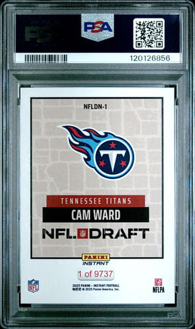 Graded 2025 Panini Instant Cam Ward #NFLDN1 NFL Draft Night Rookie RC Football Card PSA 9 Mint (ONLINE ORDER ONLY)