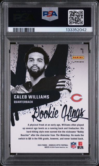 Graded 2024 Panini Donruss Optic Caleb Williams #1 Rookie Kings Rookie RC Football Card PSA 9 Mint (ONLINE ORDER ONLY)