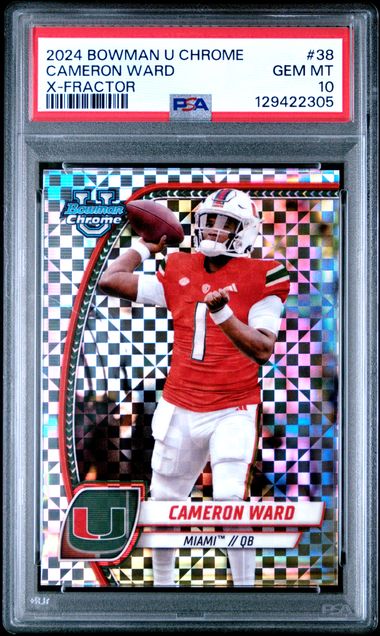 Graded 2024 Bowman U Chrome Cam Ward #38 X-Fractor Rookie RC Football Card PSA 10 Gem Mint (ONLINE ORDER ONLY)