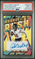 Graded 2024 Topps Chrome Caleb Williams #RRACW 75/75 All Etch Rookie Rush Yellow Refractor Rookie RC Football Card PSA 10 Auto Gem Mint (ONLINE ORDER ONLY)
