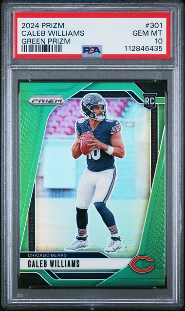 Graded 2024 Panini Prizm Caleb Williams #301 Green Prizm Rookie RC Football Card PSA 10 Gem Mint (ONLINE ORDER ONLY)