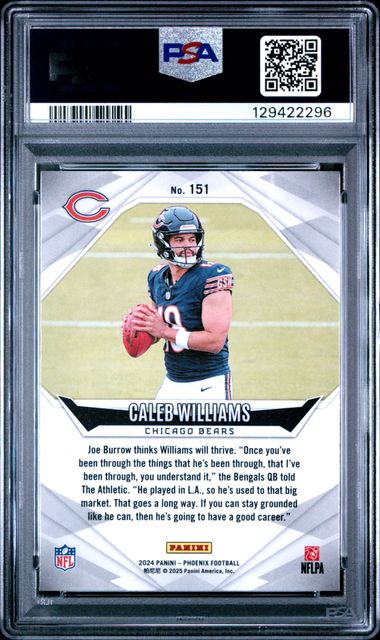 Graded 2024 Panini Phoenix Caleb Williams #151 Lazer Rookie RC Football Card PSA 10 Gem Mint (ONLINE ORDER ONLY)