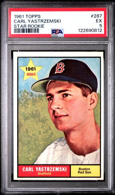 Graded 1961 Topps Carl Yastrzemski #287 Star Rookie Rookie RC Baseball Card PSA 5 Excellent (ONLINE ORDER ONLY)