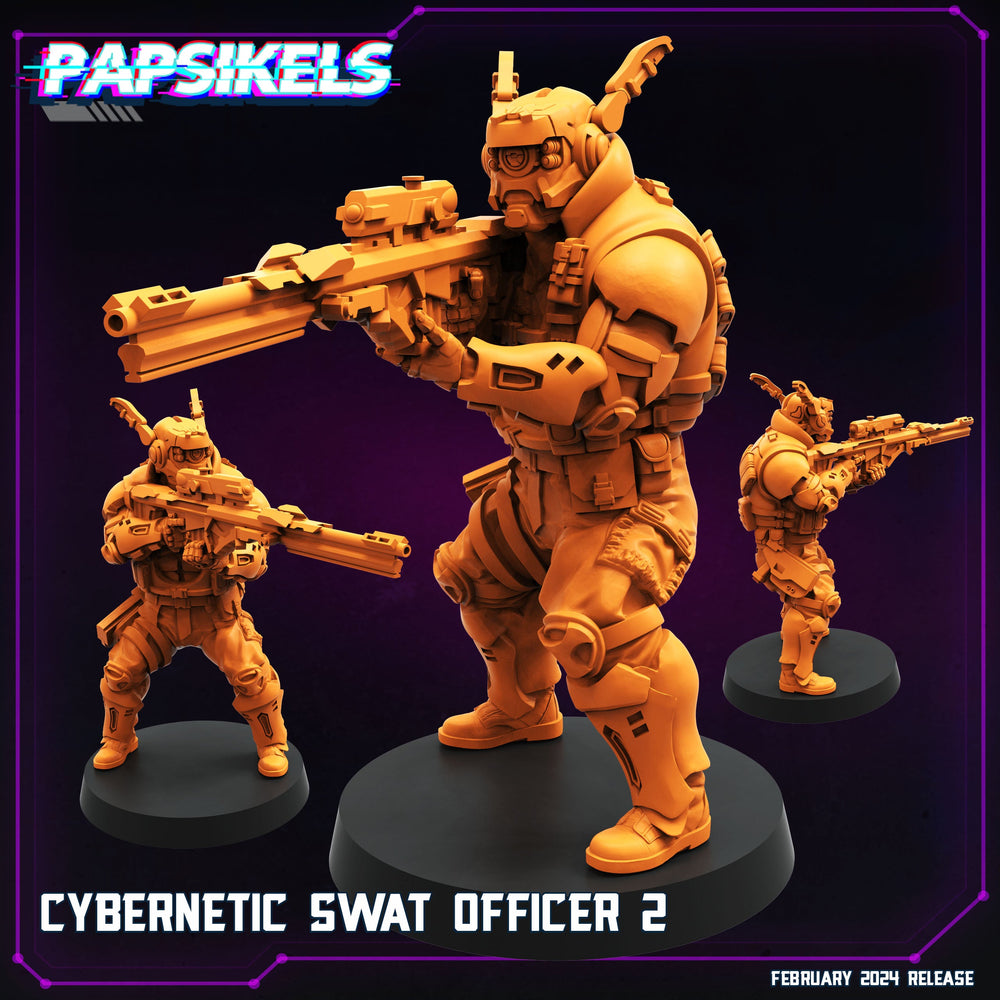 3D Printed Papsikels Cybernetic Swat Officer February 2025 Cyberpunk 28mm 32mm (Online Only)
