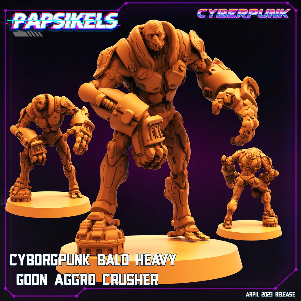 3D Printed Papsikels Cyberpunk Sci-Fi - Cyborgpunk Bald Heavy Goon Aggro Crusher - 28mm 32mm (Online Only)