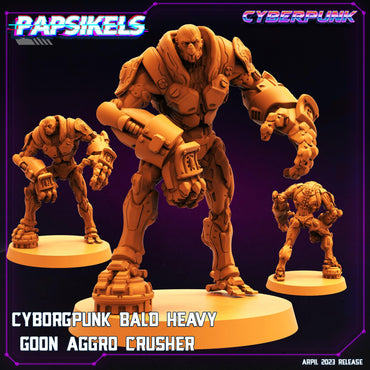 3D Printed Papsikels Cyberpunk Sci-Fi - Cyborgpunk Bald Heavy Goon Aggro Crusher - 28mm 32mm (Online Only)