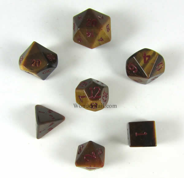 CYC02060 Tiger Eye Dwarven Stone 14mm Polyedral Dice Sets (7) Crystal Caste (ONLINE ORDER ONLY)