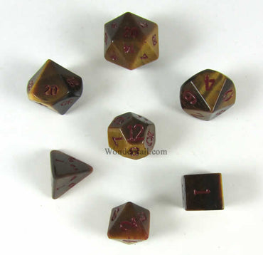 CYC02060 Tiger Eye Dwarven Stone 14mm Polyedral Dice Sets (7) Crystal Caste (ONLINE ORDER ONLY)