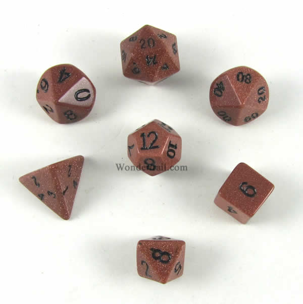 CYC02081 Red Goldstone Dice 14mm 7pc Dwarven Stone Dice Crystal Caste (ONLINE ORDER ONLY)