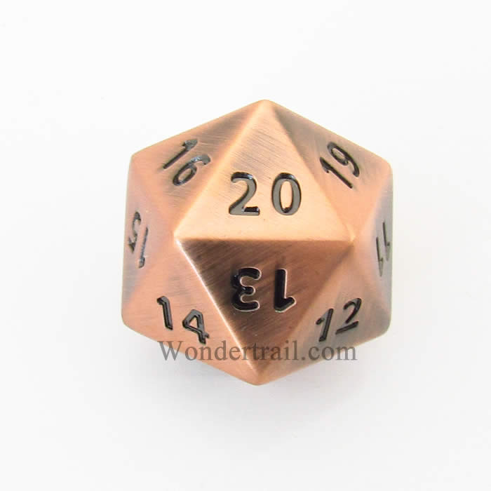 CYC02155 Antique Copper Coloered Metal Die Black Numbers D20 33mm Pack of 1 (ONLINE ORDER ONLY)
