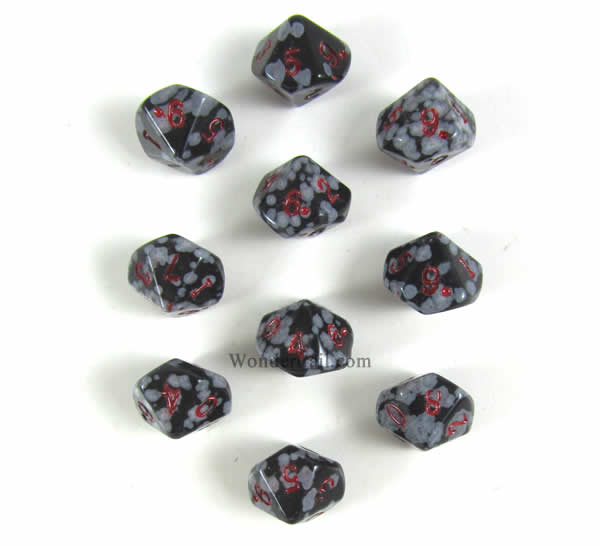 CYC02202 Snowflake Obsidian 10 d10s 12mm Dwarven Stones (10) Crystal Caste (ONLINE ORDER ONLY)