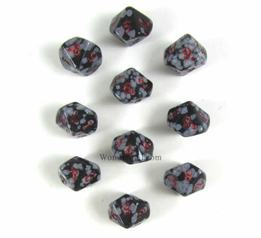 CYC02202 Snowflake Obsidian 10 d10s 12mm Dwarven Stones (10) Crystal Caste (ONLINE ORDER ONLY)