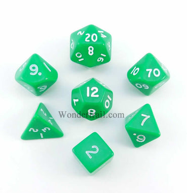 CYC06502 Green/White Opaque (Set of 7 Dice) Crystal Caste (ONLINE ORDER ONLY)