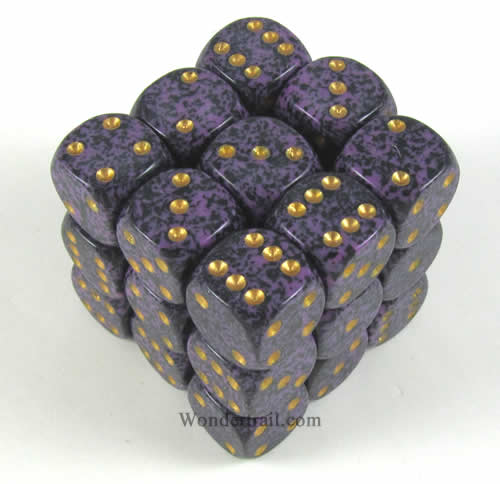 CYC07734 Purple Speckled 12mm D6 Dice Set (27) by Crystal Caste (ONLINE ORDER ONLY)