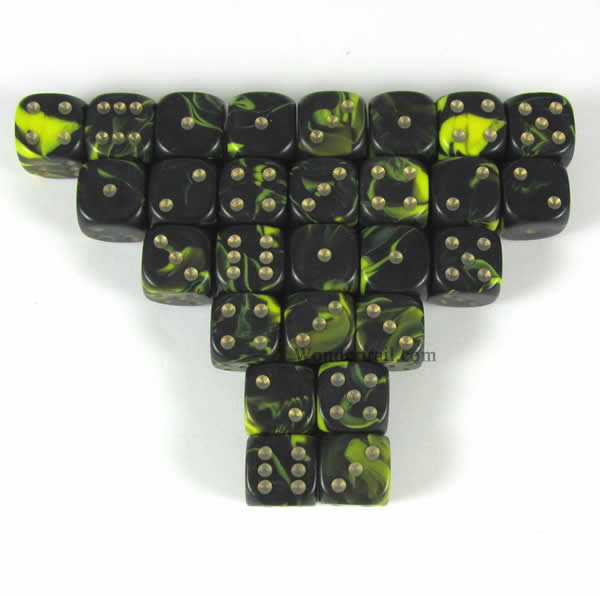 CYC07797 Yellow Oblivion 12mm D6 Dice Set (27) by Crystal Caste (ONLINE ORDER ONLY)