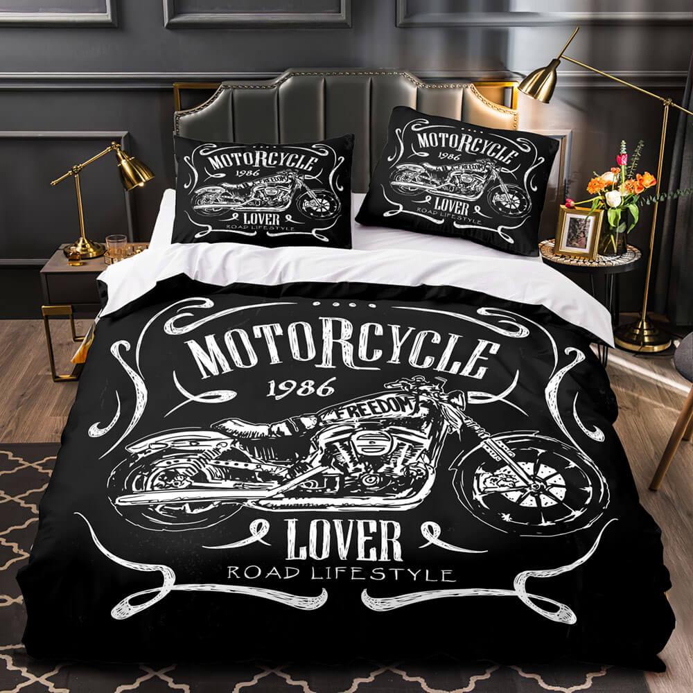 Caferacer Motorcycle Bedding Set Quilt Cover Without Filler (Online Order Only)
