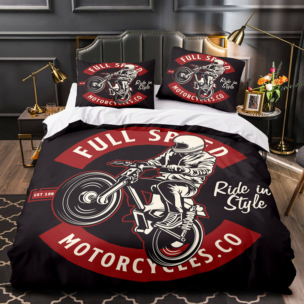 Caferacer Pattern Bedding Set Quilt Cover Without Filler (Online Order Only)