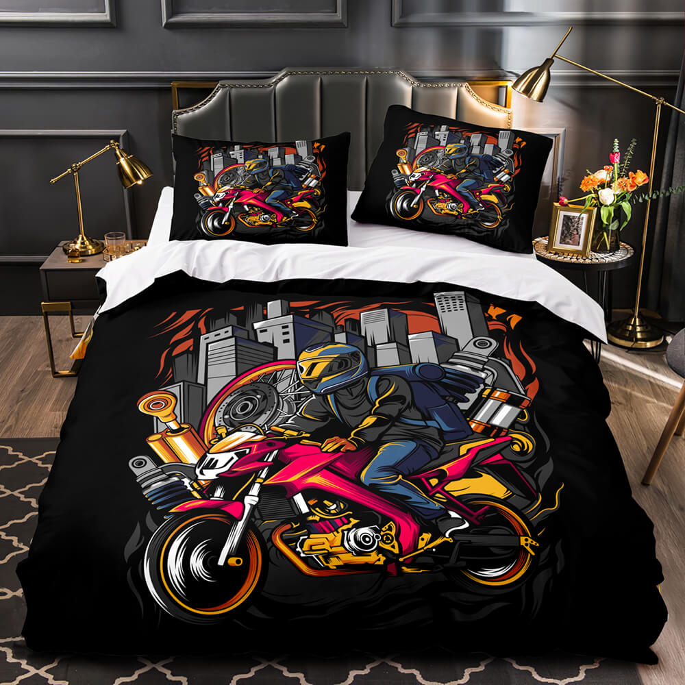 Caferacer Pattern Bedding Set Quilt Cover Without Filler (Online Order Only)