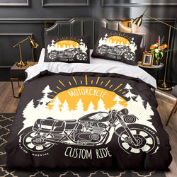 Caferacer Pattern Bedding Set Quilt Cover Without Filler (Online Order Only)