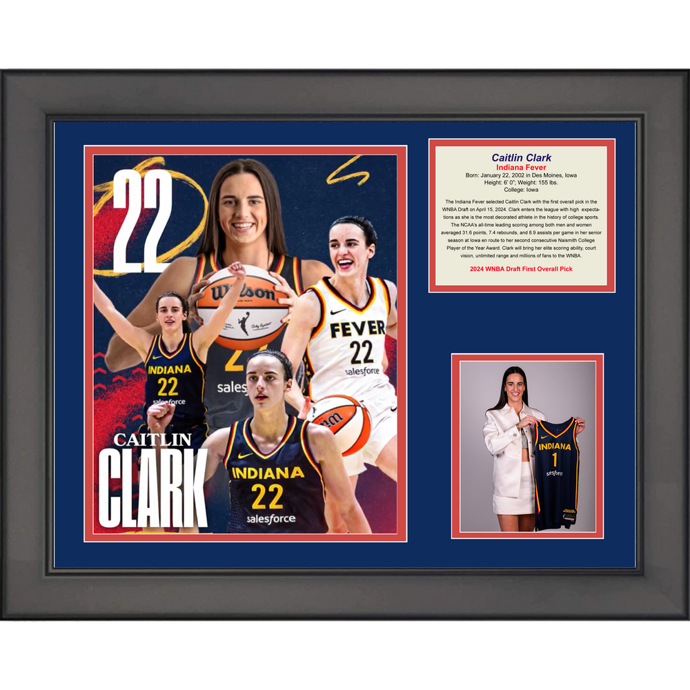 Framed Caitlin Clark 2024 WNBA Draft 1st Overall Pick Basketball 11"x14" Three Photo Collage (ONLINE ORDER ONLY)