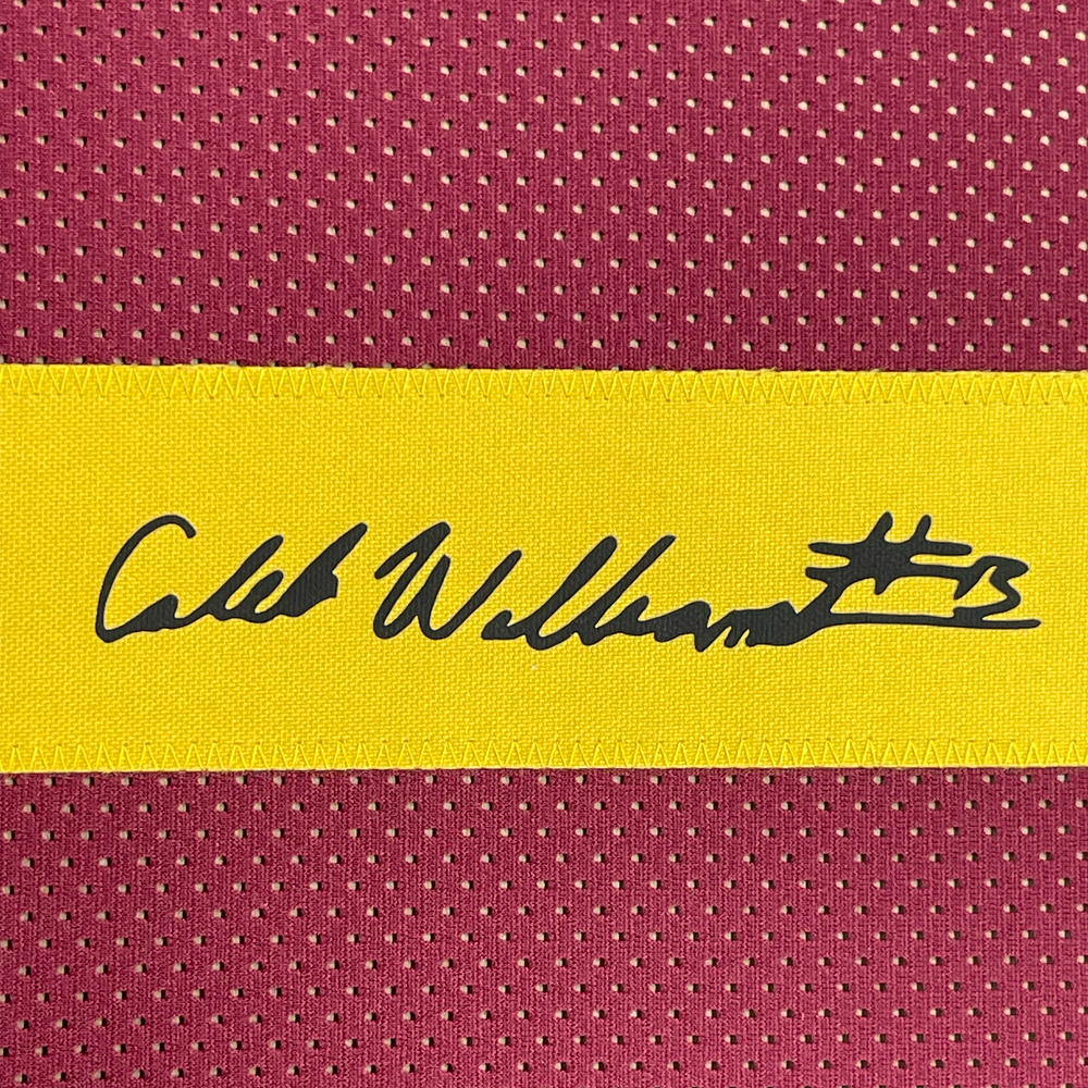 Framed Facsimile Autographed Caleb Williams 35x39 USC Maroon Reprint Laser Auto College Football Jersey (ONLINE ORDER ONLY)