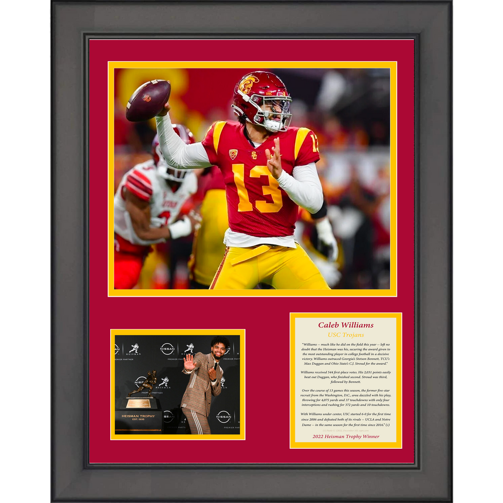 Framed Caleb Williams 2022 Heisman Trophy Winner USC Trojans 11"x14" College Football Three Photo Collage (ONLINE ORDER ONLY)