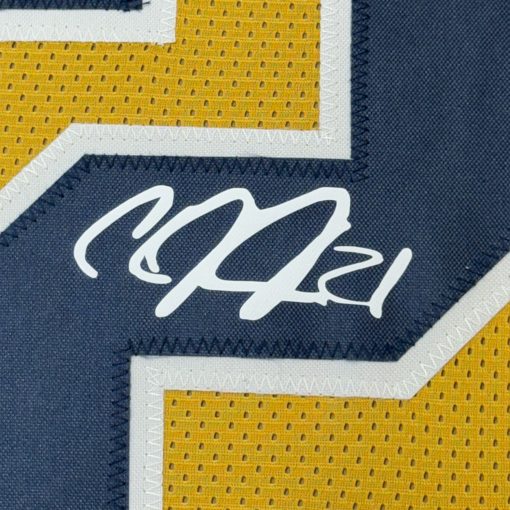 Framed Facsimile Autographed Calvin Johnson 35x39 Georgia Tech Gold Reprint Laser Auto College Football Jersey (ONLINE ORDER ONLY)