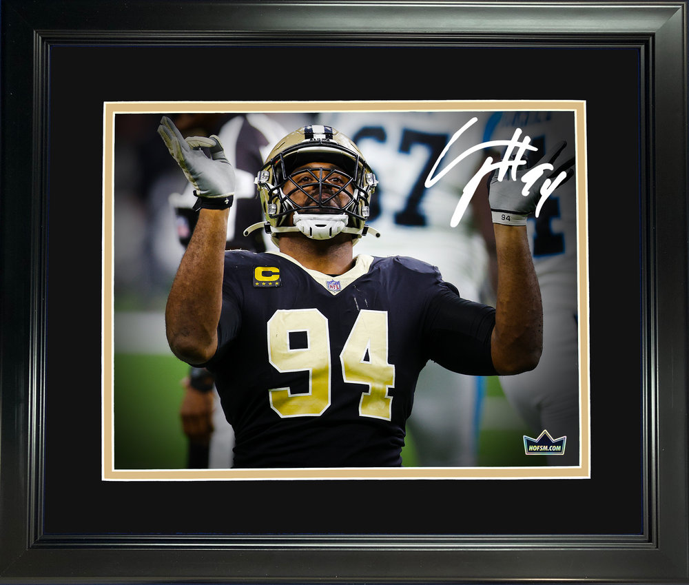 Framed Cam Cameron Jordan New Orleans Saints Facsimile Laser Engraved Signature Auto 11"x14" Football Photo HOFSM Holo (ONLINE ORDER ONLY)