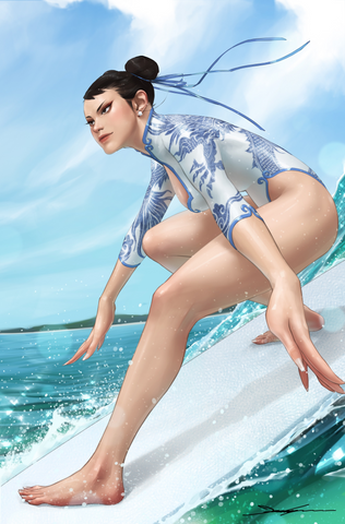2025 Street Fighter & Friends Swimsuit Special #1 Jeehyung Lee Chun-Li Surfing Bikini Variant (10/01/2025) Udon (ONLINE ORDER ONLY)