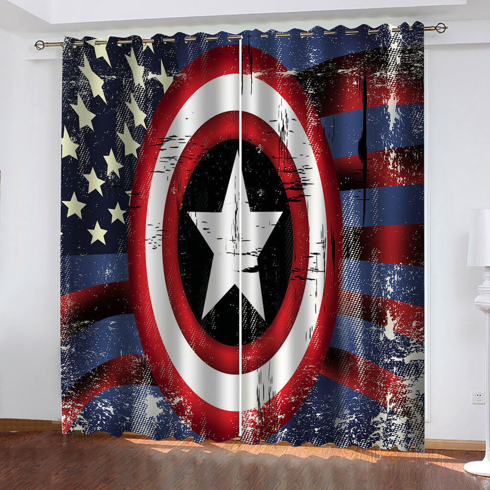Captain America Curtains Cosplay Blackout Window Drapes Room Decoration (Online Order Only)
