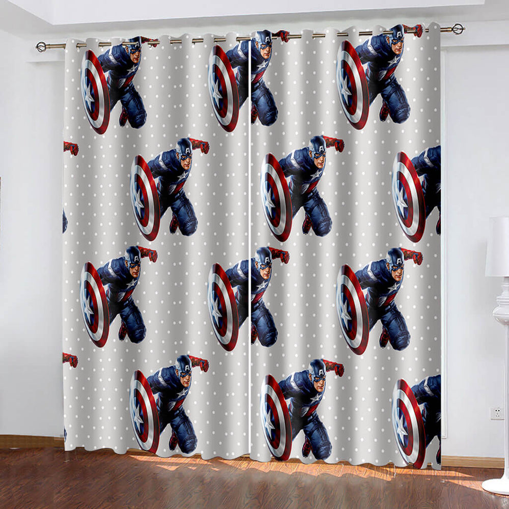 Captain America Curtains Cosplay Blackout Window Treatments Drapes (Online Order Only)